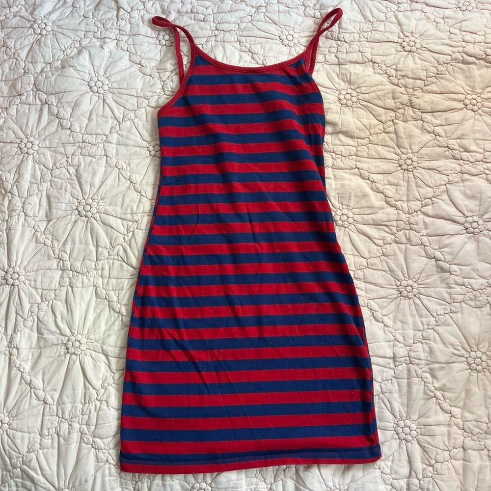 Charlotte Russe Y2K Blue and Red Striped Mini Dress